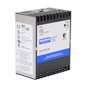 RHINO PS24-075D Switching Power Supply, 24 VDC At 3A/72W, 120/240 VAC Nominal Input, 1-Phase, Enclosed | CV7VMR