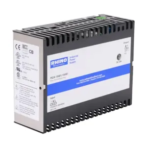 RHINO PS24-150D Switching Power Supply, 24 VDC At 6A/144W, 120/240 VAC Nominal Input, 1-Phase, Enclosed | CV7VMT