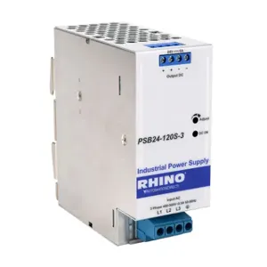 RHINO PSB24-120S-3 Switching Power Supply, 24 VDC At 5A/120W, 480 VAC Nominal Input, 3-Phase, Enclosed | CV7VND