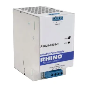 RHINO PSB24-240S-3 Switching Power Supply, 24 VDC At 10A/240W, 480 VAC Nominal Input, 3-Phase, Enclosed | CV7VNG