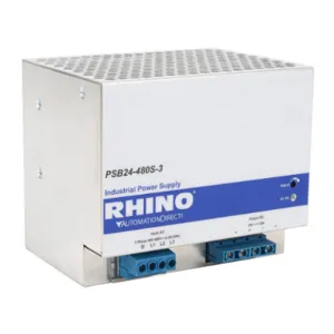 RHINO PSB24-480S-3 Switching Power Supply, 24 VDC At 20A/480W, 480 VAC Nominal Input, 3-Phase, Enclosed | CV7VNJ