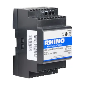 RHINO PSC-24-030 Switching Power Supply, 24 VDC At 1.25A/30W, 120/240 VAC Nominal Input, 1-Phase, Enclosed | CV7VNV