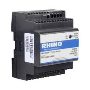 RHINO PSC-24-060 Switching Power Supply, 24 VDC At 2.5A/60W, 120/240 VAC Nominal Input, 1-Phase, Enclosed | CV7VNW