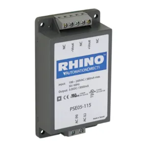 RHINO PSE05-115 Switching Power Supply, 5 VDC At 3A/15W, 120/240 VAC Or 120-370 VDC Nominal Input | CV7VPB