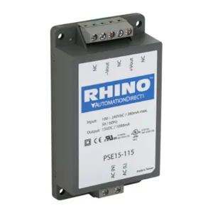 RHINO PSE15-115 Switching Power Supply, 15 VDC At 1A/15W, 120/240 VAC Or 120-370 VDC Nominal Input | CV7VPK