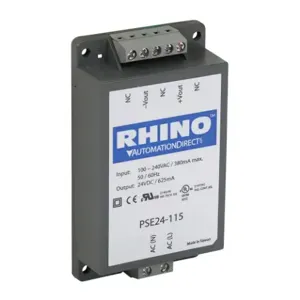 RHINO PSE24-115 Switching Power Supply, 24 VDC At 0.625A/15W, 120/240 VAC Or 120-370 VDC Nominal Input | CV7VPQ