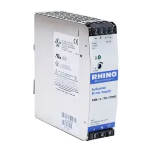 RHINO PSH-12-120 Switching Power Supply, 12 VDC At 10A/120W, 120/240 VAC Nominal Input, 1-Phase, Enclosed | CV7VPX