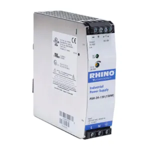 RHINO PSH-24-120 Switching Power Supply, 24 VDC At 5A/120W, 120/240 VAC Nominal Input, 1-Phase, Enclosed | CV7VPZ