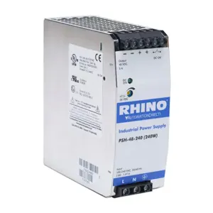 RHINO PSH-48-240 Switching Power Supply, 48 VDC At 5A/240W, 120/240 VAC Nominal Input, 1-Phase, Enclosed | CV7VQE