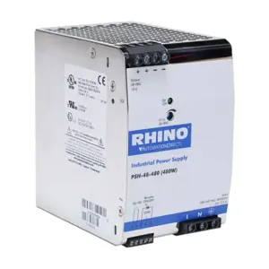 RHINO PSH-48-480 Switching Power Supply, 48 VDC At 10A/480W, 120/240 VAC Nominal Input, 1-Phase, Enclosed | CV7VQF