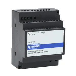 RHINO PSL-24-060 Switching Power Supply, 24 VDC At 2.5A/60W, 120/240 VAC Or 125-375 VDC Nominal Input | CV7VQP