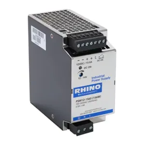 RHINO PSM12-156S Switching Power Supply, 12 VDC At 13A/156W, 120/240 VAC Nominal Input, 1-Phase, Enclosed | CV7VQT