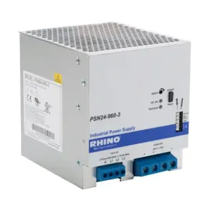 RHINO PSN24-960-3 Switching Power Supply, 24 VDC At 40A/960W, 480 VAC Nominal Input, 3-Phase, Enclosed | CV7VRF