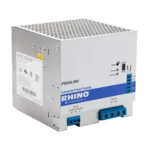 RHINO PSN24-960 Switching Power Supply, 24 VDC At 40A/960W, 120/240 VAC Nominal Input, 1-Phase, Enclosed | CV7VRE