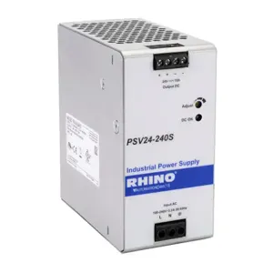 RHINO PSV24-240S Switching Power Supply, 24 VDC At 10A/240W, 120/240 VAC Nominal Input, 1-Phase, Enclosed | CV7VTL