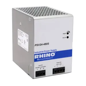 RHINO PSV24-480S Switching Power Supply, 24 VDC At 20A/480W, 120/240 VAC Nominal Input, 1-Phase, Enclosed | CV7VTN