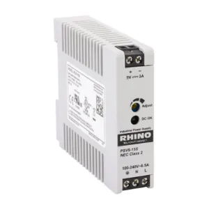 RHINO PSV5-15S Switching Power Supply, 5 VDC At 3A/15W, 120/240 VAC Nominal Input, 1-Phase, Enclosed | CV7VTR