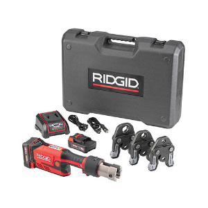 RIDGID 67183 Batteriebetriebenes Inline-Presswerkzeug-Set, mit 1/2 bis 1 Zoll Backen | CM9BKZ