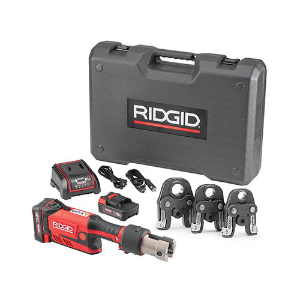 RIDGID 70818 Akku-Presswerkzeugsatz, 18 V, 32 kN Crimpkraft, 1/2 bis 1 Zoll Backenkapazität | CM9BLD