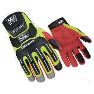 RINGERS GLOVES 146-09 Mechanics Gloves, Size M, Gel/Synthetic Leather, High Visibility Green | CT9BHZ 8Z621
