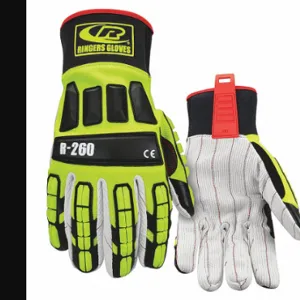 RINGERS GLOVES R260-11 Impact Gloves, Hi Vis Green, Cotton | CT9BGM 35HX88