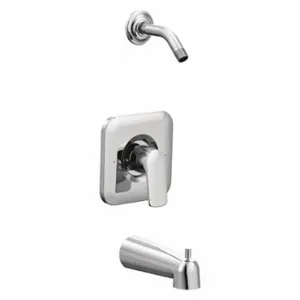 RIZON T2813NH Tub and Shower Trim Kit, Moen, Rizon, Chrome Finish, Pull Up Diverter Spout | CT9CAC 494L89