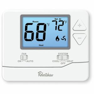 ROBERTSHAW RS8110 Digital Wall Thermostat, Non-Progra mmable, Heat Pump With Aux | CT9CCX 361YF7