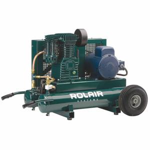 ROLAIR 3230K24-0095 Tragbarer Luftkompressor, leise, spritzwassergeschmiert, 9 Gallonen, Schubkarre, 3 PS, 240 V AC | CT9DLV 35DZ68