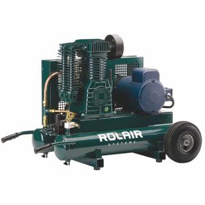 ROLAIR 5230K30-0095 Portable Air Compressor, Quiet, Splash Lubricated, 9 Gal, Wheelbarrow, 5 Hp, 240V AC, 28 A | CT9DLU 35DZ69