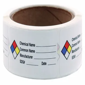 ROLL PRODUCTS 163-0013 Hmig Label 1-1/2 Inch x 2-1/2 Inch - Pack Of 250 | AA2PXY 10Y370