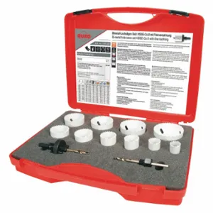 ROTHENBERGER 126303 Hole Saw Kit, 12 Pieces, 3/4 Inch to 2 1/2 Inch Saw Size Range, 38 mm Max. Cutting Depth | CT9DXA 60RA05