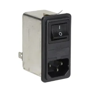 ROXBURGH RIQ-0442-H2 Iec Inlet Filter, 120/240 VAC, 1-Phase, 4A, On/Off Switch, Fused, Snap-In Mount | CV7MCK