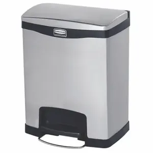 RUBBERMAID 1901985 Step Can, Slim JimR, Metal, Black, 8 gal Capacity, 16 3/4 Inch Width/Dia | CT9EWR 45UZ81