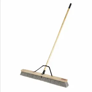 RUBBERMAID 2040049 Push Broom, 37 Inch Sweep Face, Medium, Synthetic, Gray Bristle, Wood | CN2TMF 59JM24