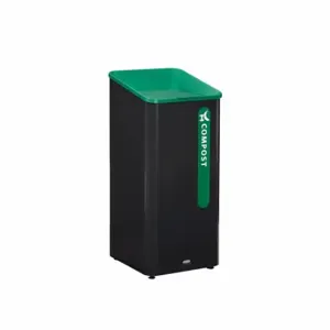 RUBBERMAID 2078992 Recycling Can, Square, Metal, Compost, Black, 23 Gal Capacity | CT9EWC 61JA27