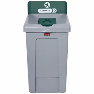 RUBBERMAID 2171555 Recycle Station, Green, 33 Gal Capacity, 19 3/4 Inch Width/Dia, 21 Inch Depth | CU4GKN 799VC3