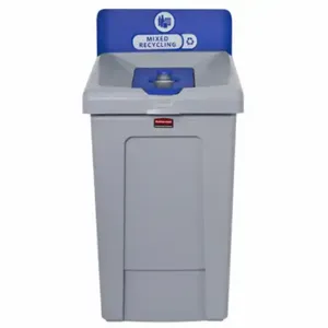 RUBBERMAID 2171557 Recycle Station, Blue, 33 Gal Capacity, 19 3/4 Inch Width/Dia, 21 Inch Depth | CU4GKM 799VC5