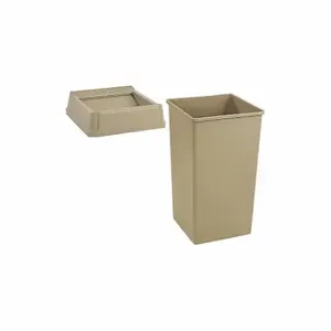 RUBBERMAID 7YA66 Trash Can, Square, Swing Top, 35 gal Capacity, 34 Inch Heightt, Beige | CT9FNQ