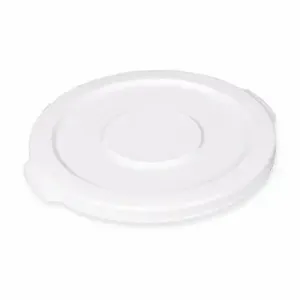 RUBBERMAID FG260900WHT Trash Can Top, BRUTER, Round, Flat, For 10 gal Cntnr Cap, Plastic | CT9FLM 48XM39