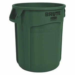 RUBBERMAID FG261000DGRN Trash Can, Round, Green, 10 gal Capacity, 15 5/8 Inch Width/Dia, 17 Inch Height | CT9FMR 48XM29