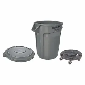 RUBBERMAID FG263100GRAY,FG263200GRAY,FG264000BLA Trash Can, BRUTER, Round, 32 gal Capacity, 27 1/4 Inch Heightt, Gray | CT9FNJ 41MX84