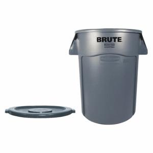 RUBBERMAID FG264360GRAY,FG264560GRAY Trash Can, BRUTER, Round, 44 gal Capacity, 31 1/2 Inch Heightt, Gray | CT9FLY 41MX86