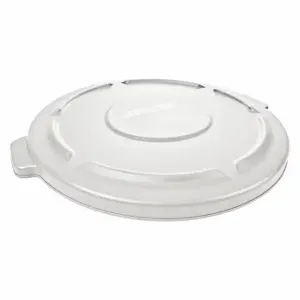 RUBBERMAID FG265400WHT Trash Can Top, BRUTER, Round, Flat, For 55 gal Cntnr Cap, Plastic | CT9FLQ 48XM46