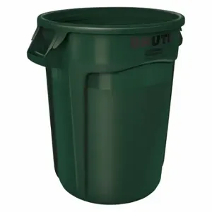 RUBBERMAID FG265500DGRN Trash Can, Round, Green, 55 gal Capacity, 26 1/2 Inch Width/Dia, 33 Inch Height | CT9FNH 48XM36