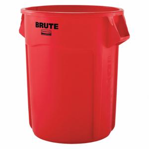 RUBBERMAID FG265500RED Trash Can, Round, Red, 55 gal Capacity, 26 1/2 Inch Width/Dia, 33 Inch Height | CT9FMU 48XM33