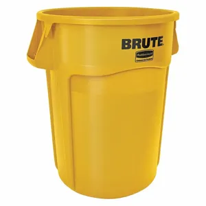 RUBBERMAID FG265500YEL Trash Can, Round, Yellow, 55 gal Capacity, 26 1/2 Inch Width/Dia, 33 Inch Height | CT9FMY 48XM34