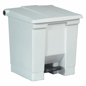 RUBBERMAID FG614300WHT Step Can, Plastic, White, 8 gal Capacity, 16 1/4 Inch Width/Dia, 17 Inch Height | CT9FKF 3U646