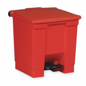 RUBBERMAID FG614300RED Step Can, Plastic, Red, 8 gal Capacity, 16 1/4 Inch Width/Dia, 17 Inch Height | CT9FKB 3U647