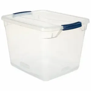 RUBBERMAID RMCC300014 Storage Tote, 7.5 gal, 18 3/4 Inch x 13 3/8 Inch x 10 1/2 Inch, Clear Body, Clear Lid | CT9FQF 60VZ26