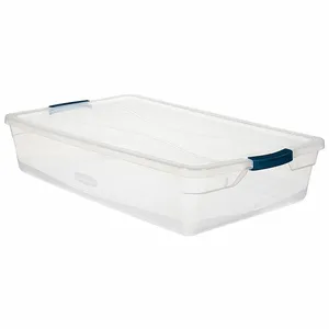 RUBBERMAID RMCC410001 Storage Tote, 10.3 gal, 29 Inch x 17 3/4 Inch x 6 1/8 Inch, Clear Body, Clear Lid | CT9FPU 60VZ28